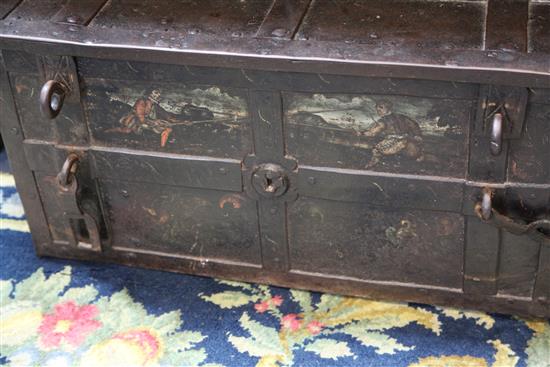 An 18th century German Armada chest, W.2ft 5in. D.1ft 4in. H.1ft 2in.